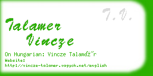talamer vincze business card